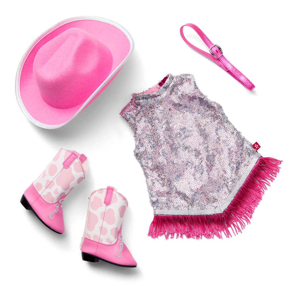 Glam Pink Cowgirl Outfit for 18-inch Dolls A7