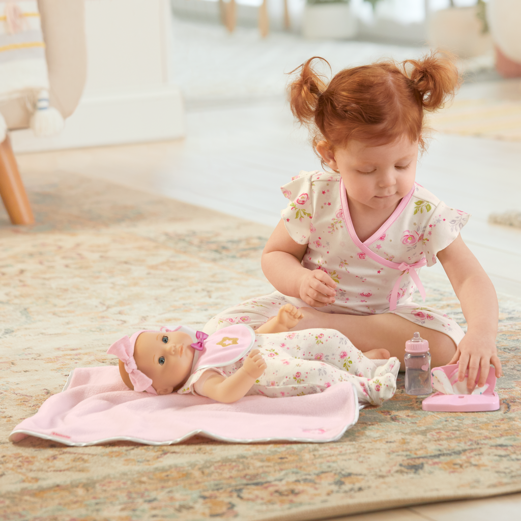 Bitty Baby® Doll #6 with red hair Care & Play Set F0