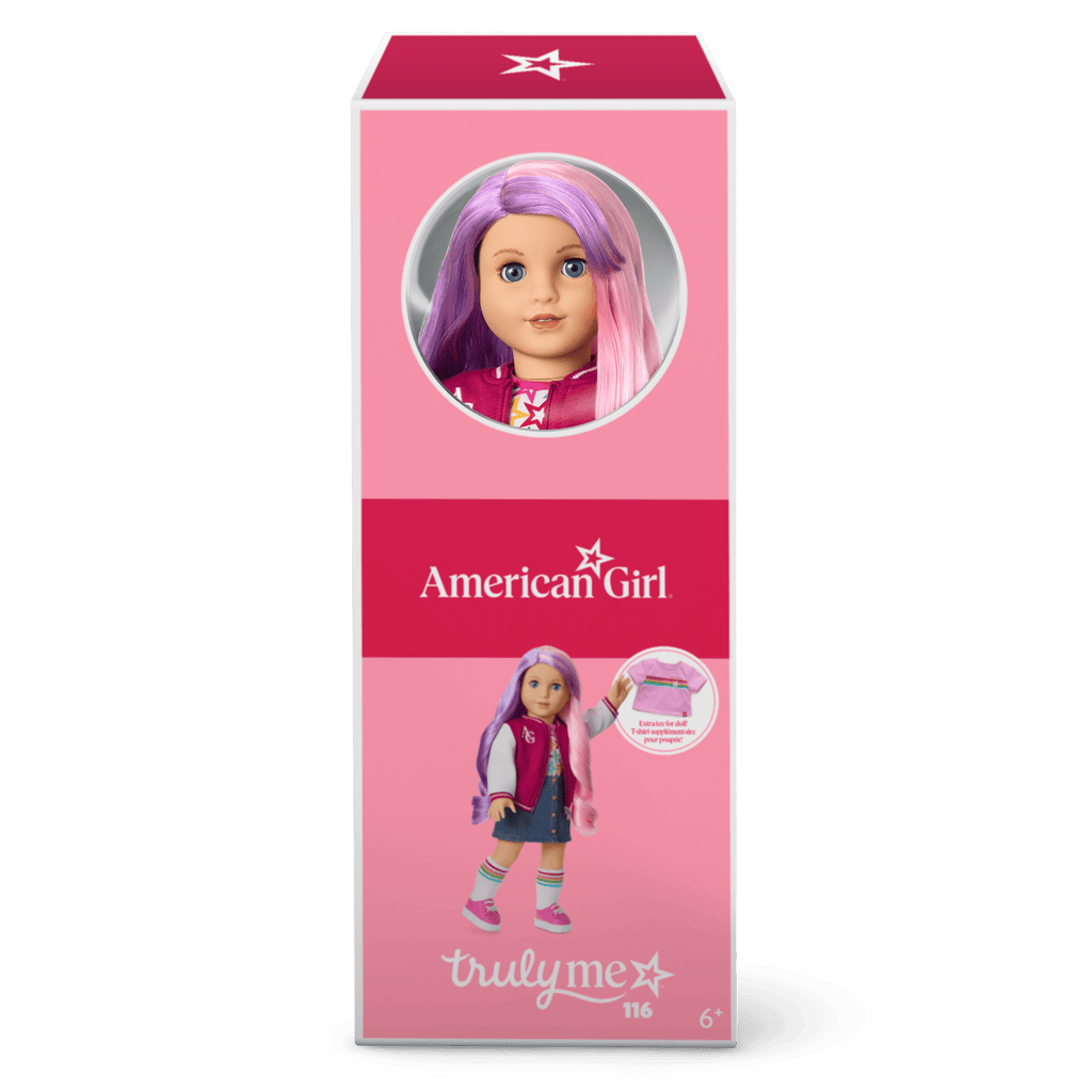 Truly Me™ 18-inch Doll #116 with wavy purple-and-pink hair C3