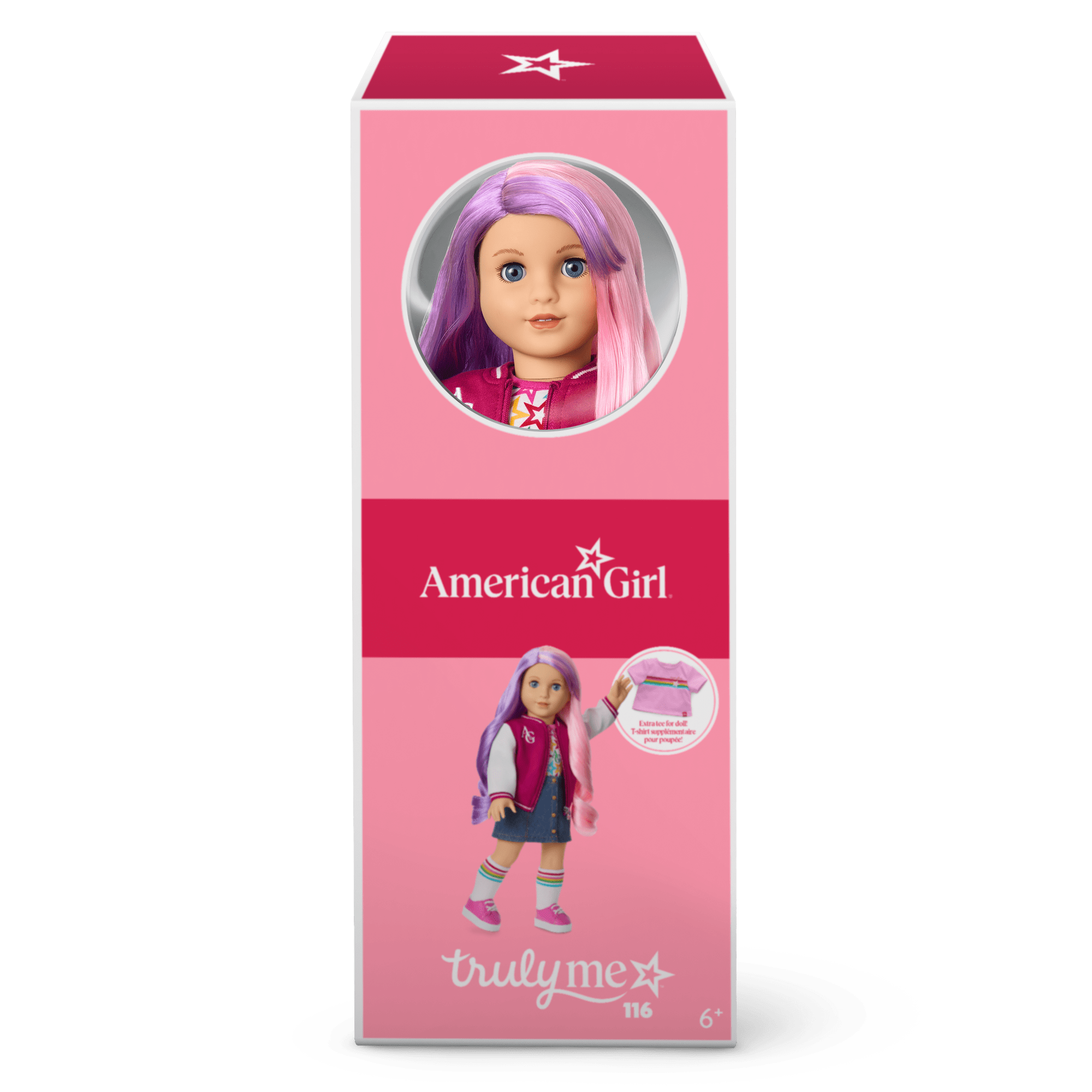 Truly Me™ 18-inch Doll #116 with wavy purple-and-pink hair C3