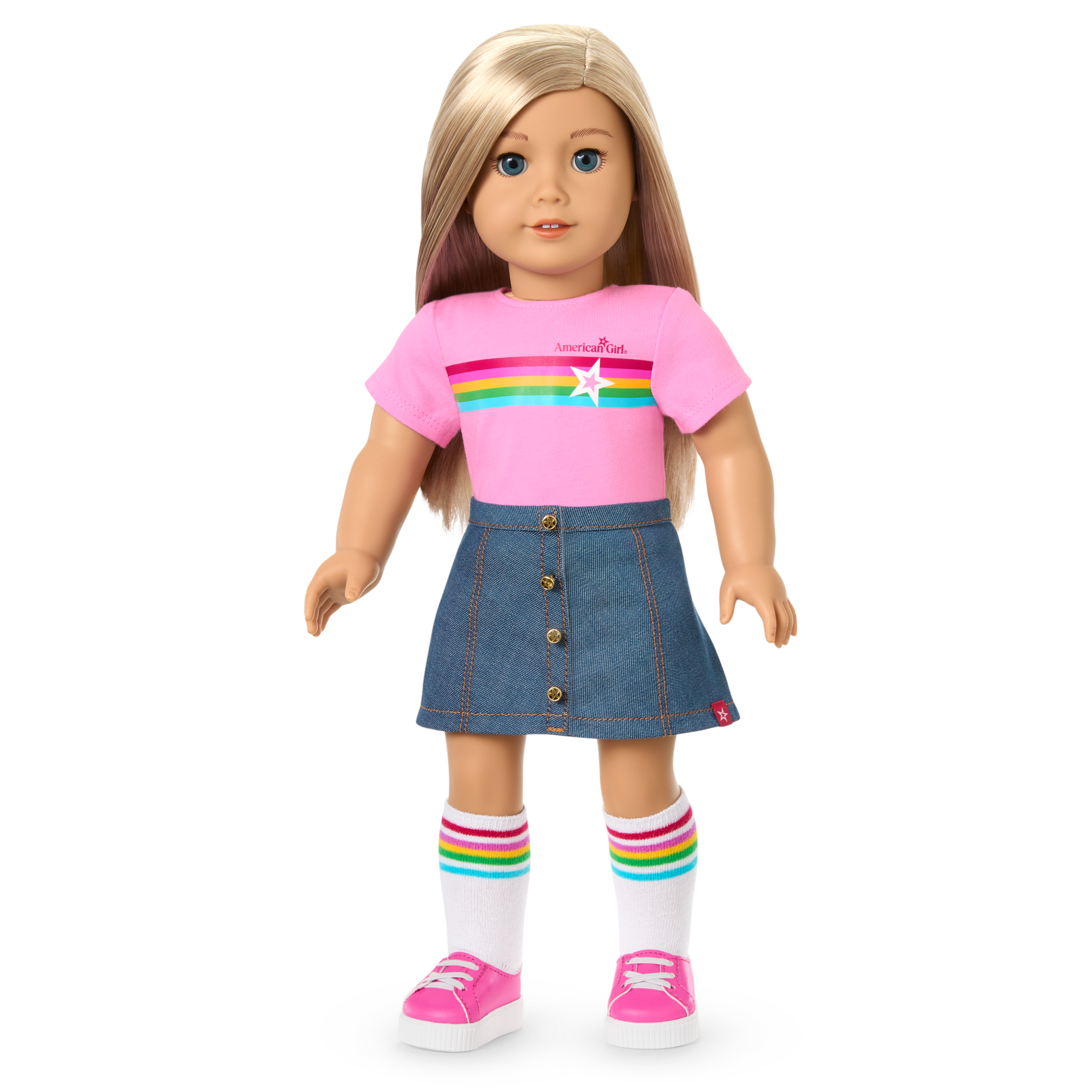 Truly Me™ 18-inch Doll #100 with straight layered blonde hair B7