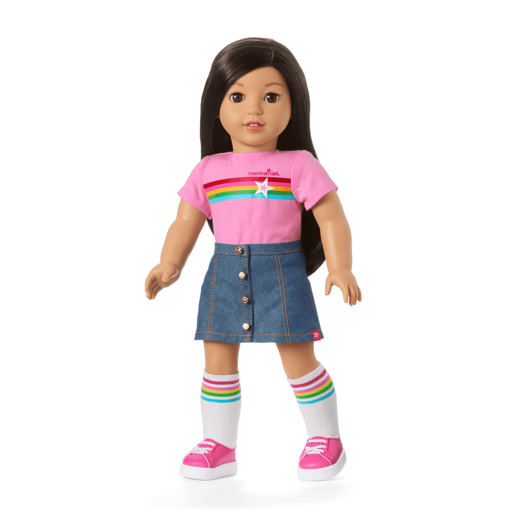 Truly Me™ 18-inch Doll #124 with straight black-brown hair C5