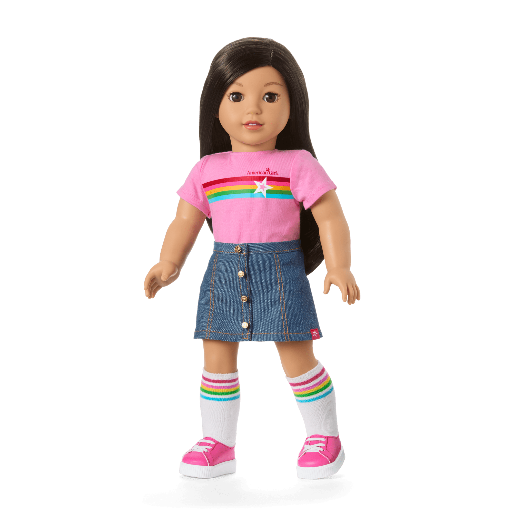 Truly Me™ 18-inch Doll #124 with straight black-brown hair C5