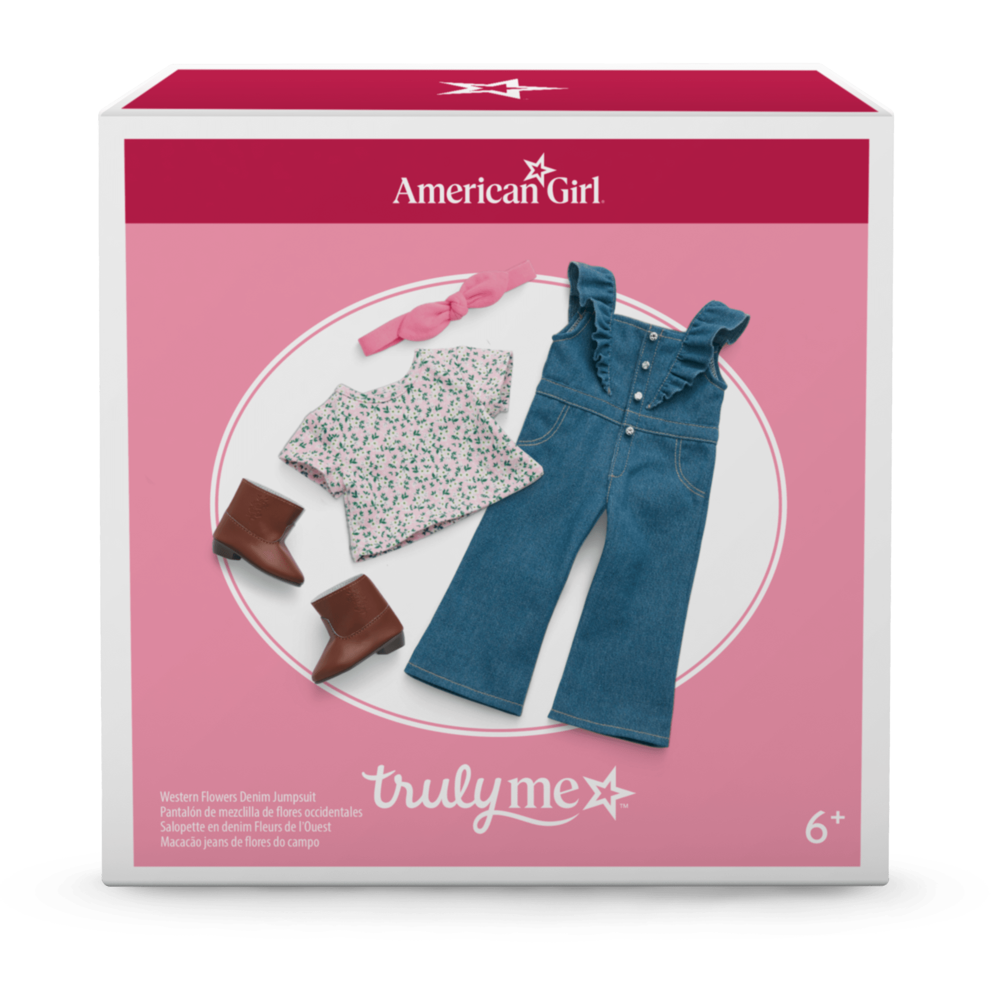 Western Flowers Denim Jumpsuit for 18-inch Dolls B2