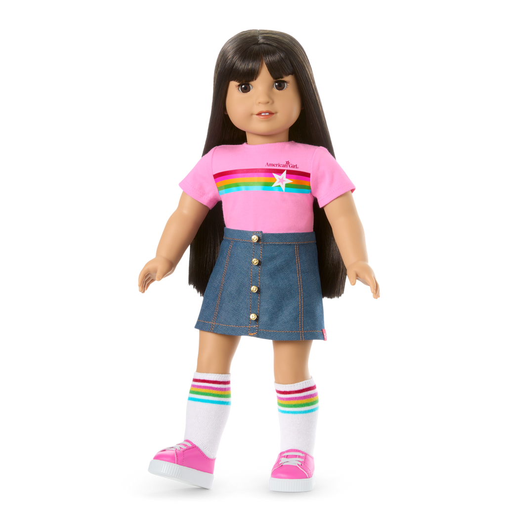 Truly Me™ 18-inch Doll #130 with straight black-brown hair C1