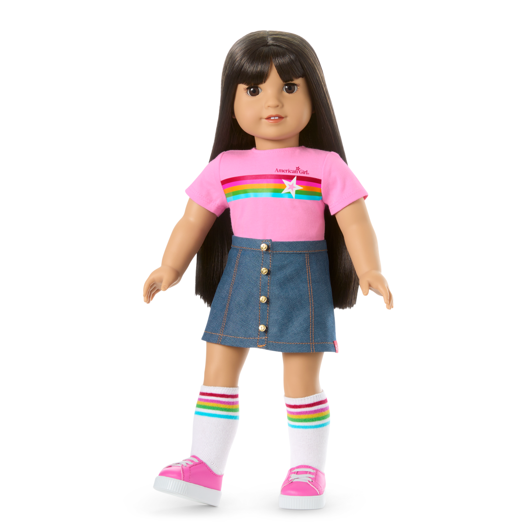 Truly Me™ 18-inch Doll #130 with straight black-brown hair C1