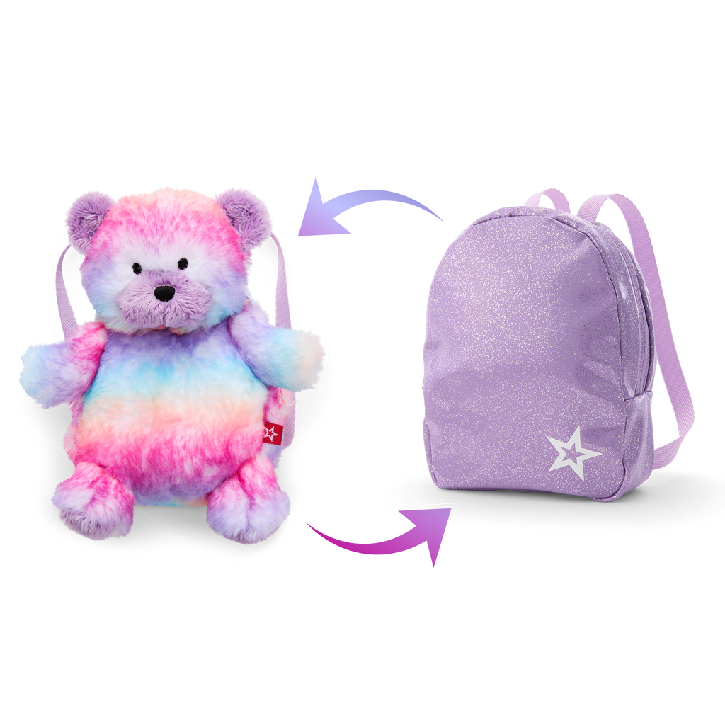 Colorful Teddy Bear Backpack & Accessory Set for 18-inch Dolls B0