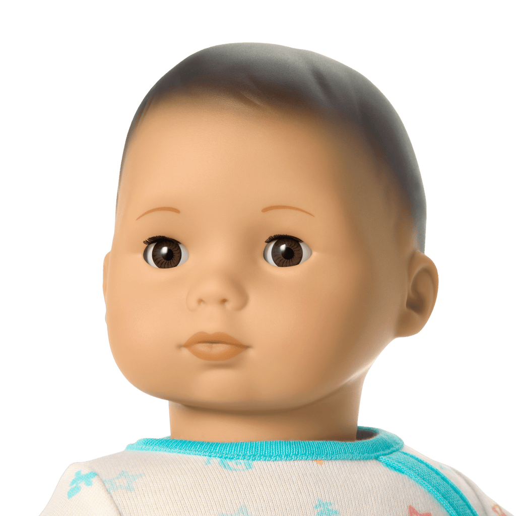Bitty Baby® Doll #4 with black hair in Pastel Blue B3