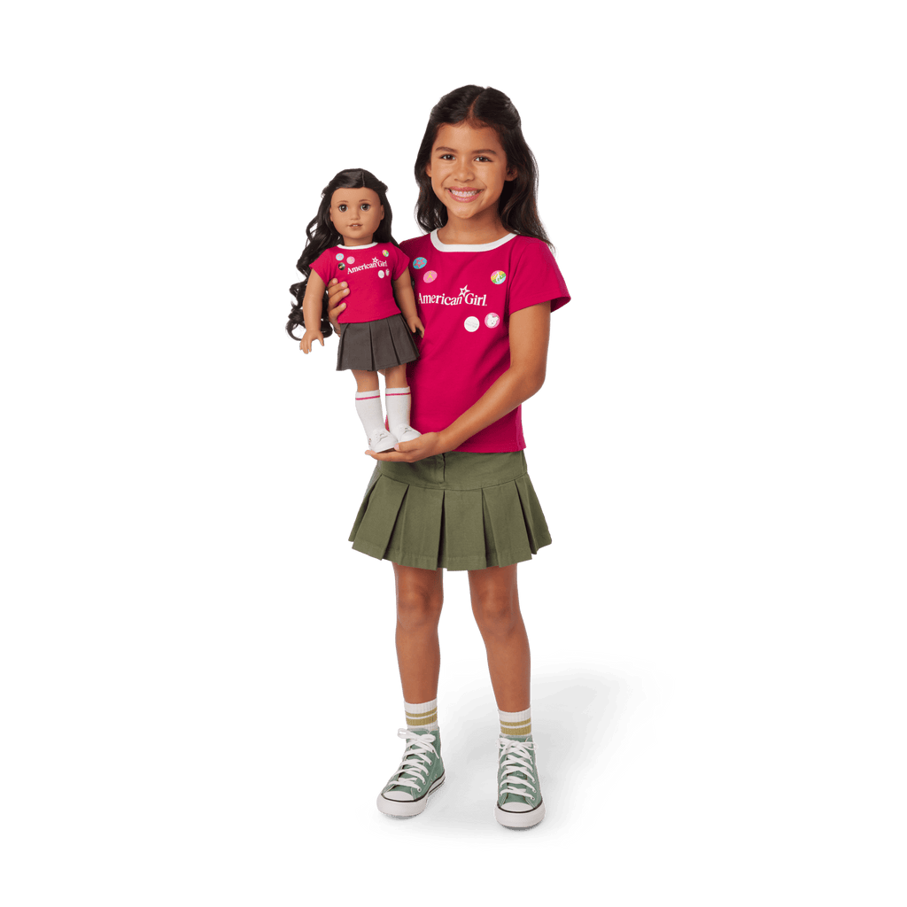 Matching AG™ Grin Pins Ringer Tee Set for Girls & 18-inch Dolls F1