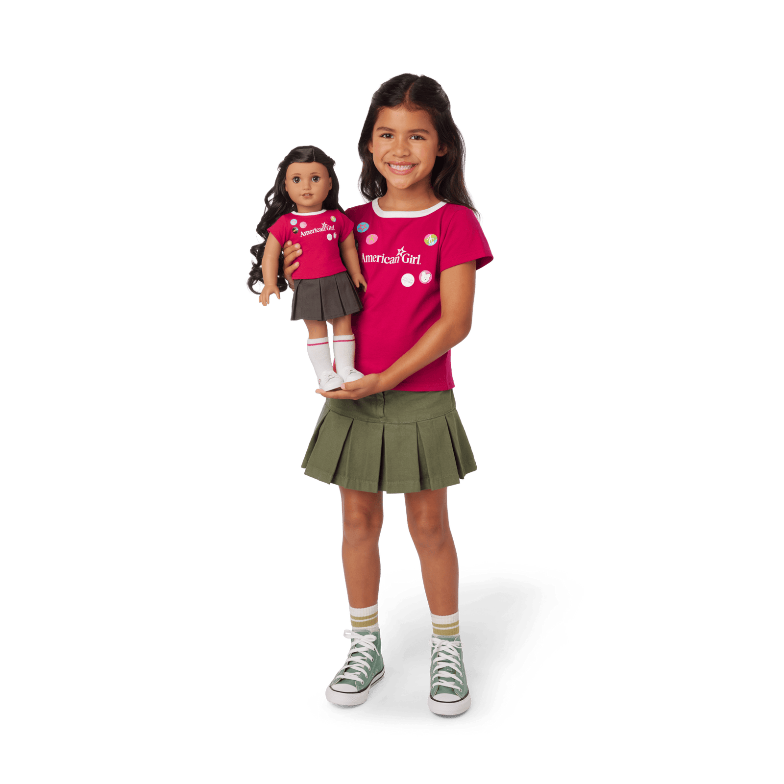Matching AG™ Grin Pins Ringer Tee Set for Girls & 18-inch Dolls F1