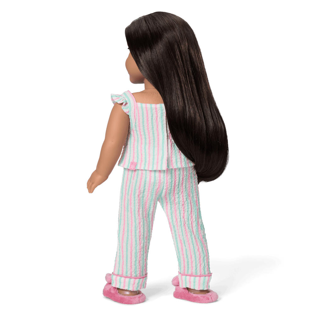Raquel's™ Coastal Stripes Pajamas for 18-inch Dolls (Girl of the Year™ 2026) F4