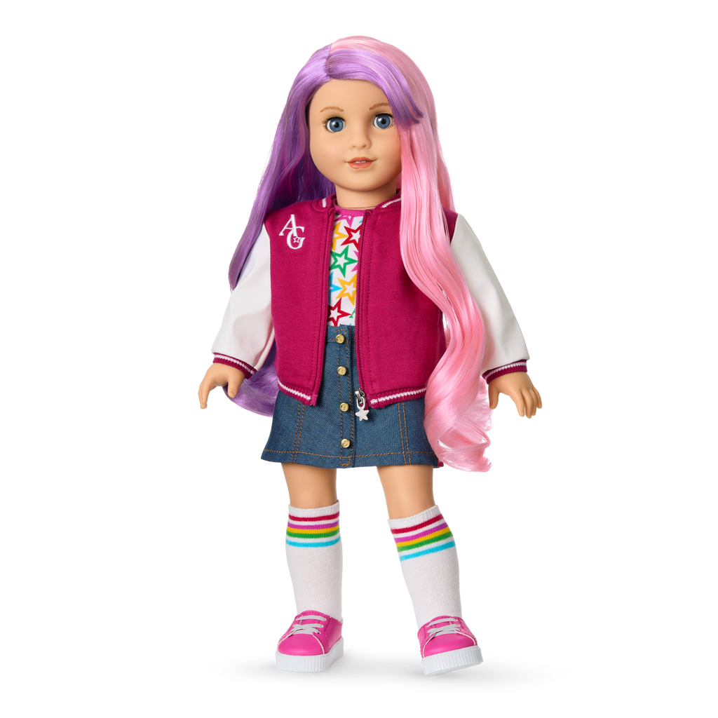Truly Me™ 18-inch Doll #116 with wavy purple-and-pink hair C3