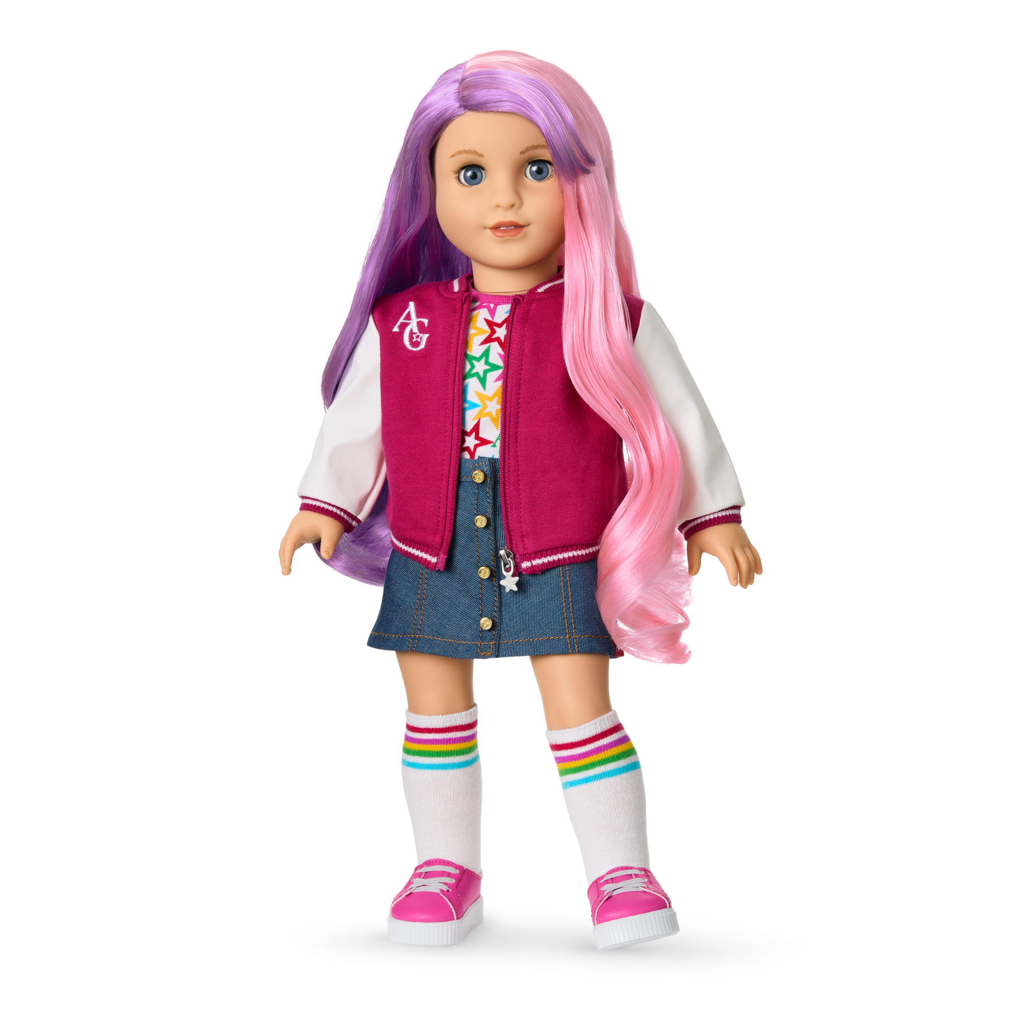 Truly Me™ 18-inch Doll #116 with wavy purple-and-pink hair C3