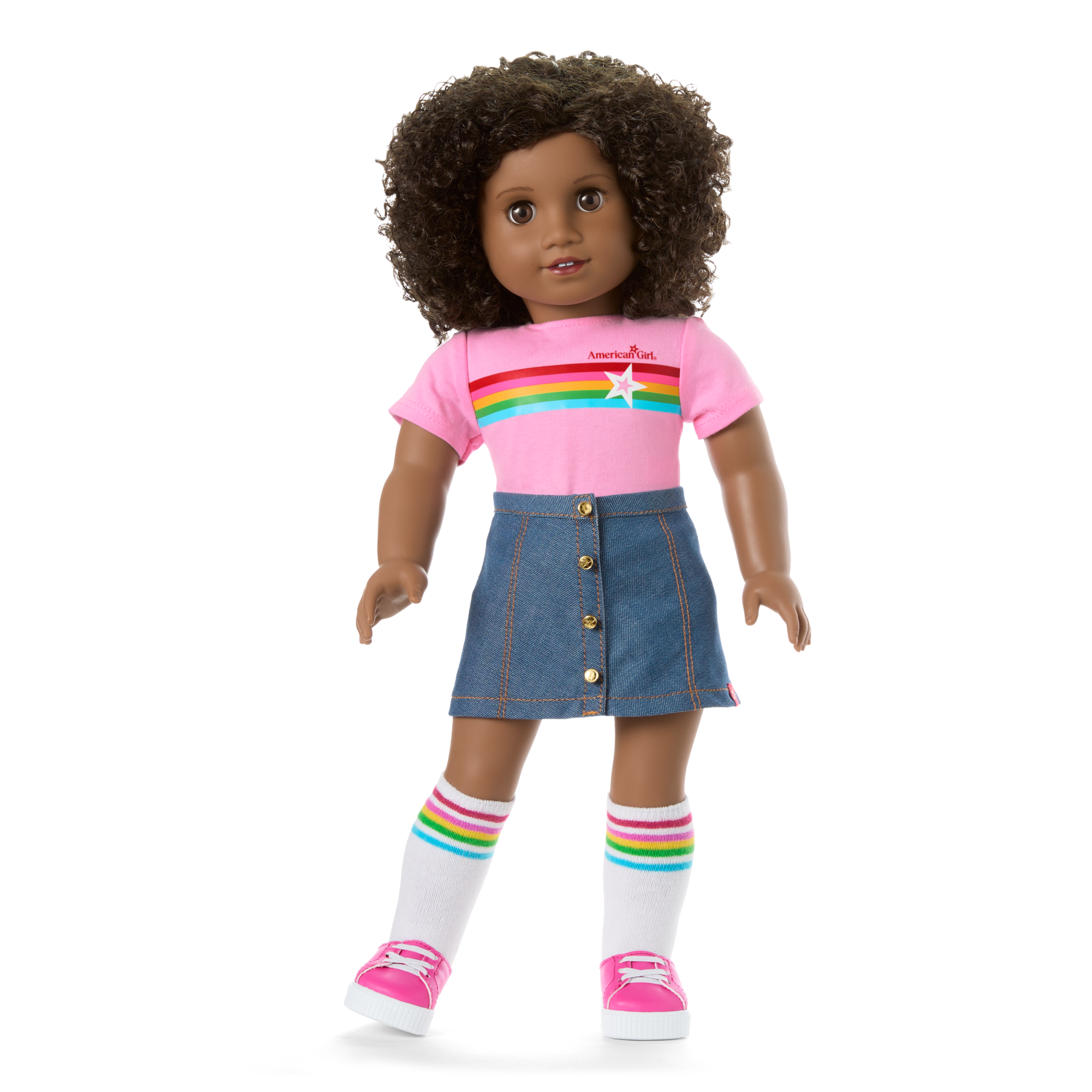 Truly Me™ 18-inch Doll #112 with curly dark-brown hair E2