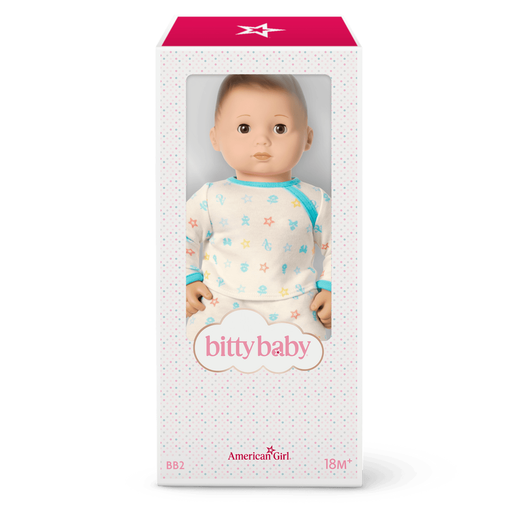 Bitty Baby® Doll #2 with brown hair in Pastel Blue E9