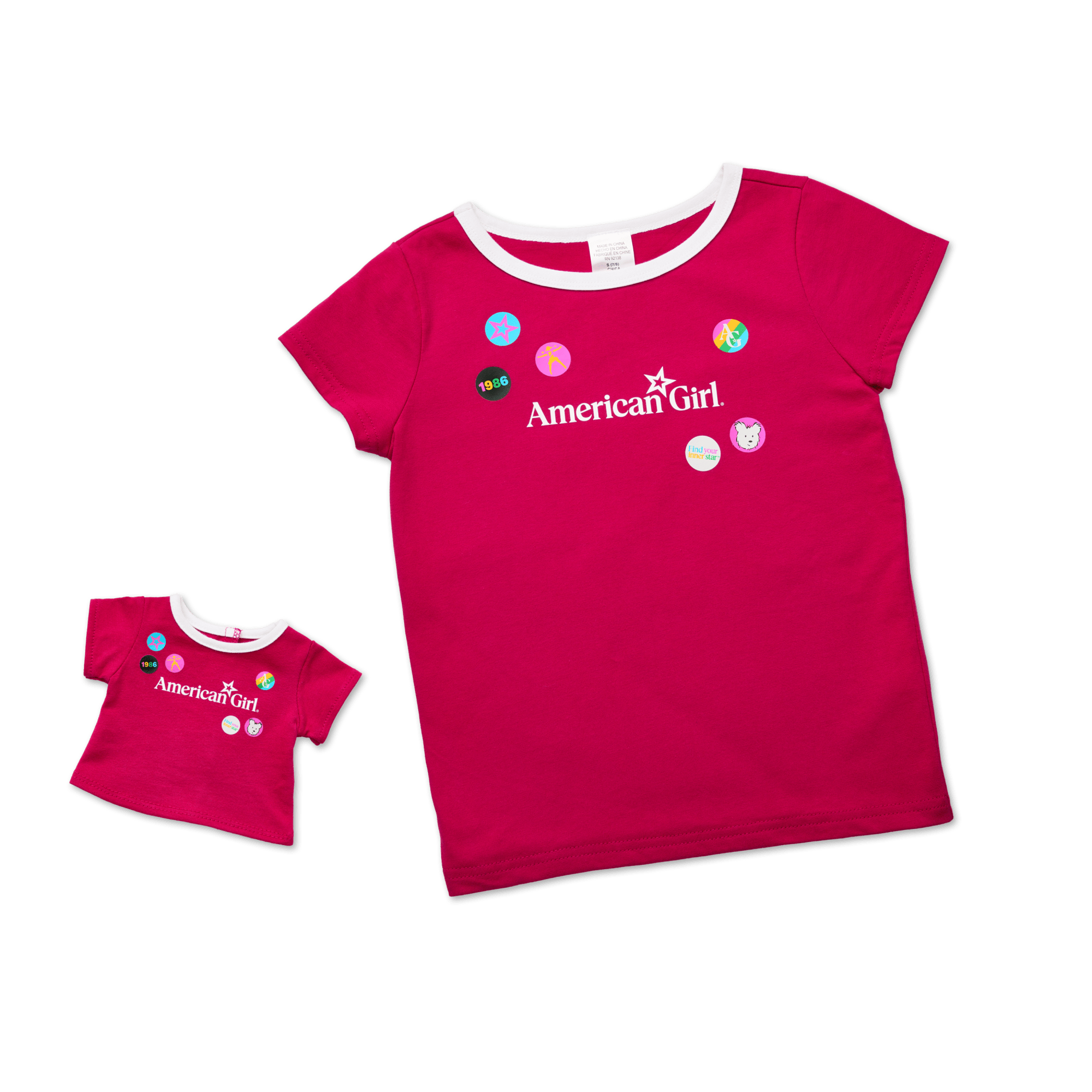 Matching AG™ Grin Pins Ringer Tee Set for Girls & 18-inch Dolls C3
