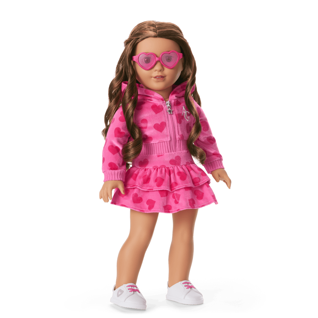 Pink Hearts Hoodie Dress for 18-inch Dolls C8