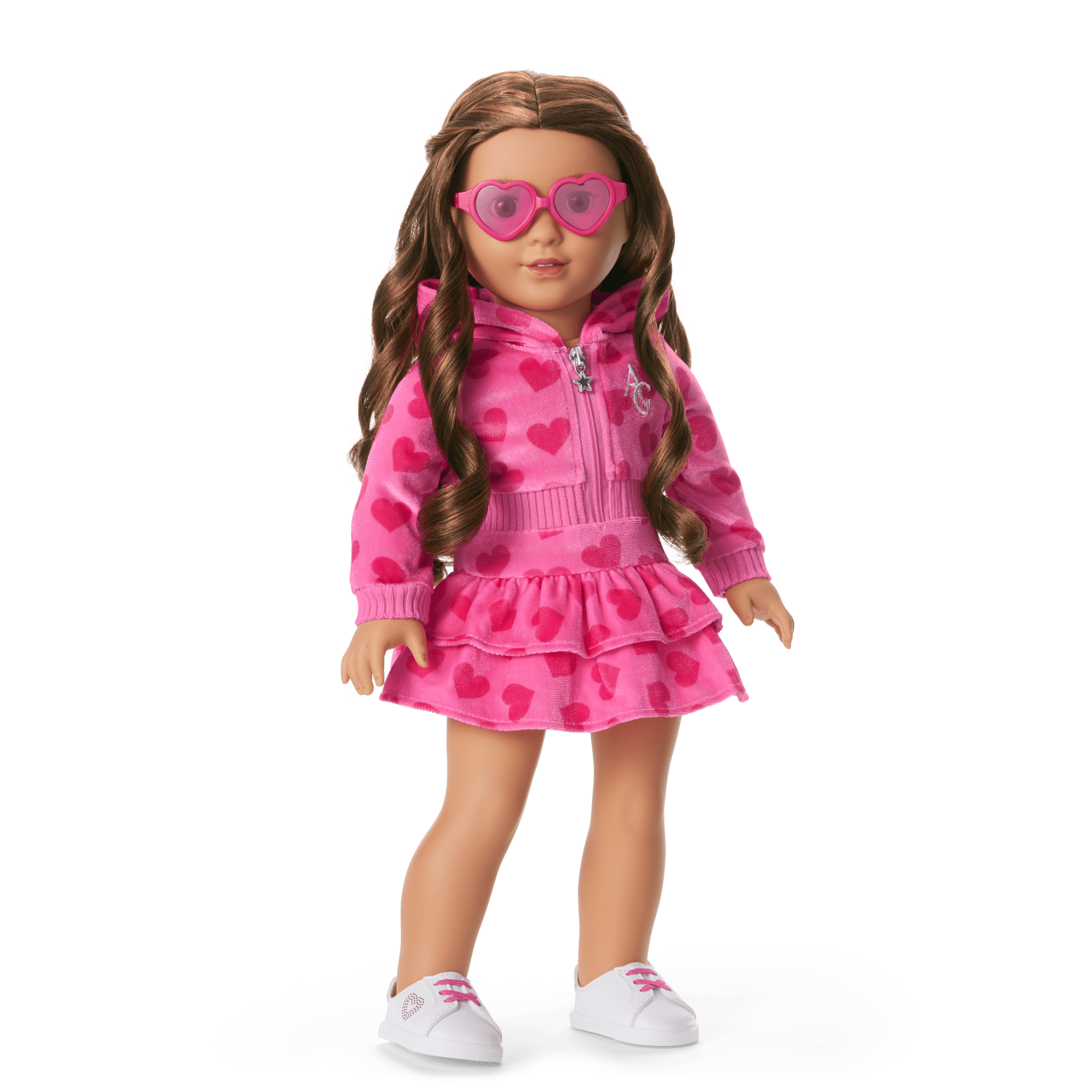 Pink Hearts Hoodie Dress for 18-inch Dolls C8