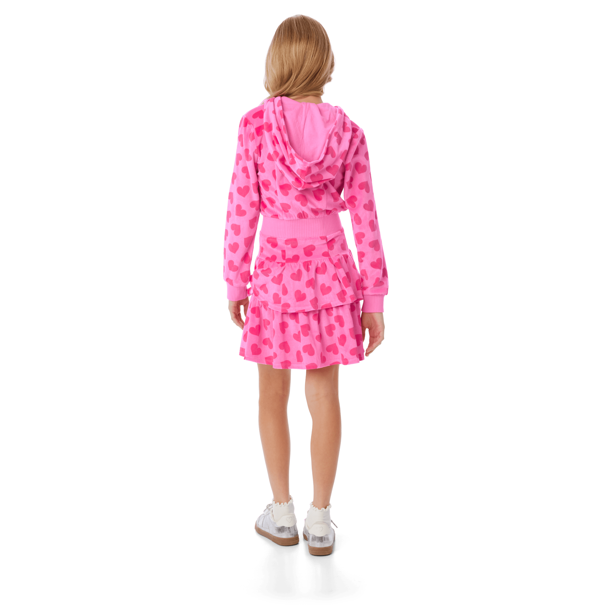 Pink Hearts Hoodie Dress for Girls B0