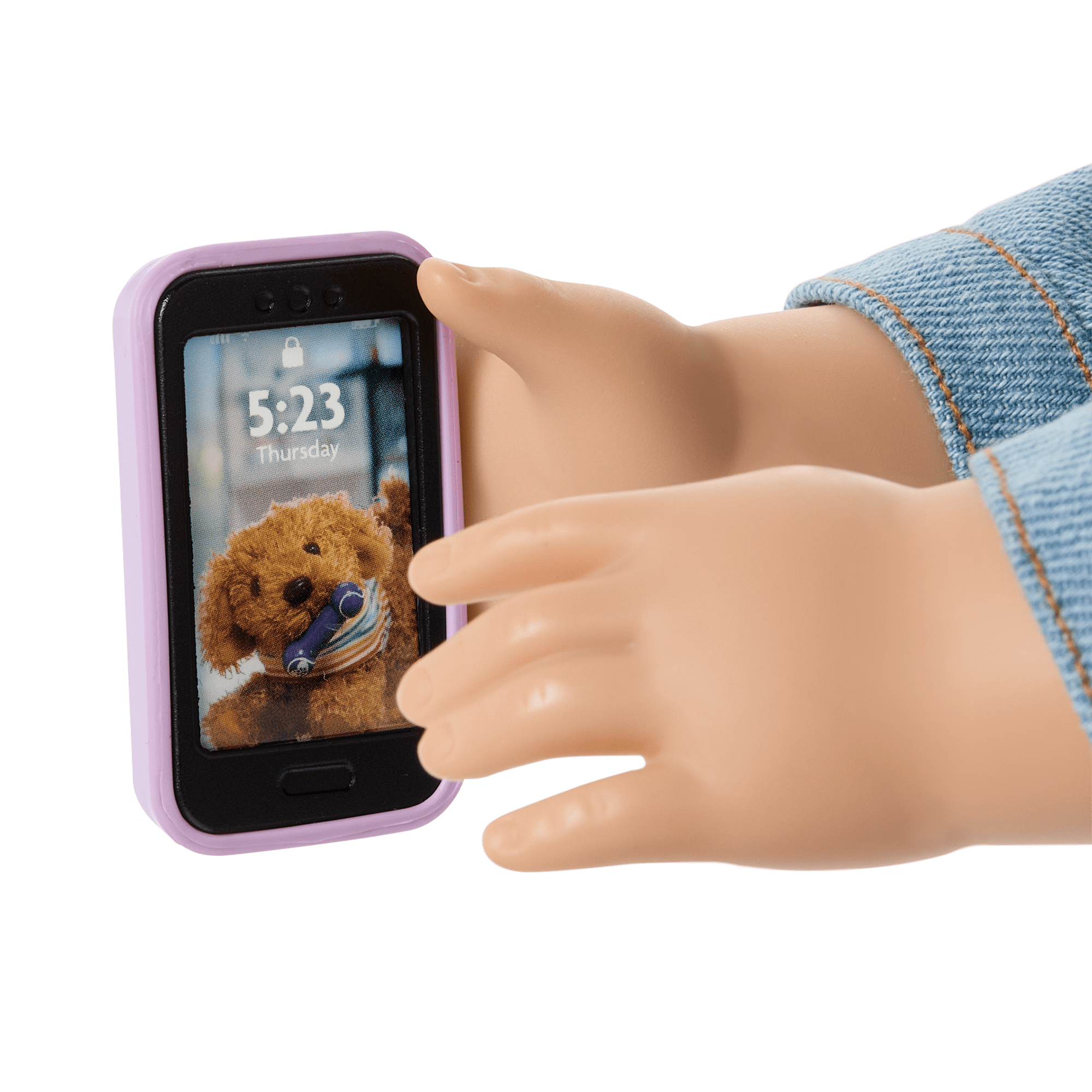 Purple Pom Phone & Accessories for 18-inch Dolls E2