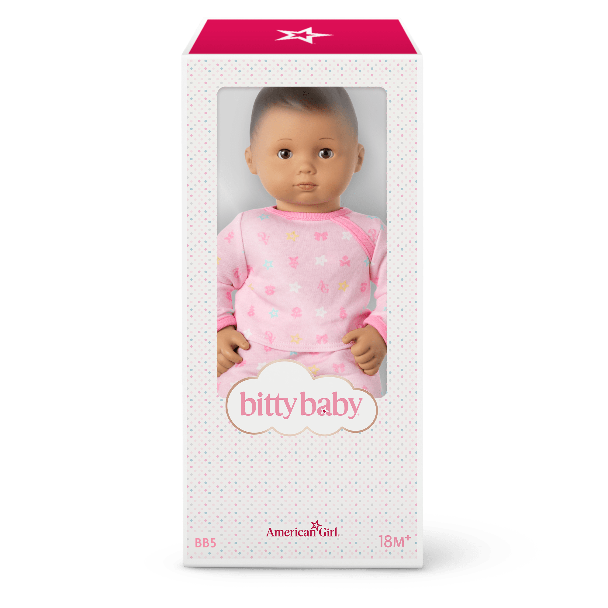 Bitty Baby® Doll #5 with dark-brown hair in Pastel Pink C8