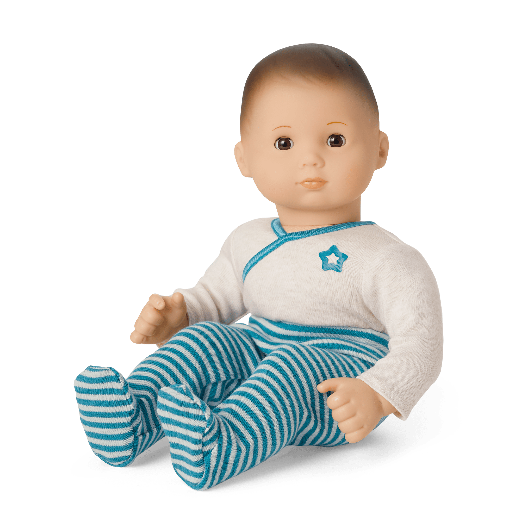 Bitty Baby® Doll #2 with brown hair in Soft Blue E6