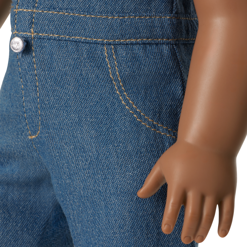 Western Flowers Denim Jumpsuit for 18-inch Dolls B2