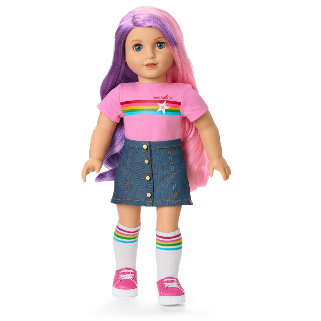 Truly Me™ 18-inch Doll #116 with wavy purple-and-pink hair C3