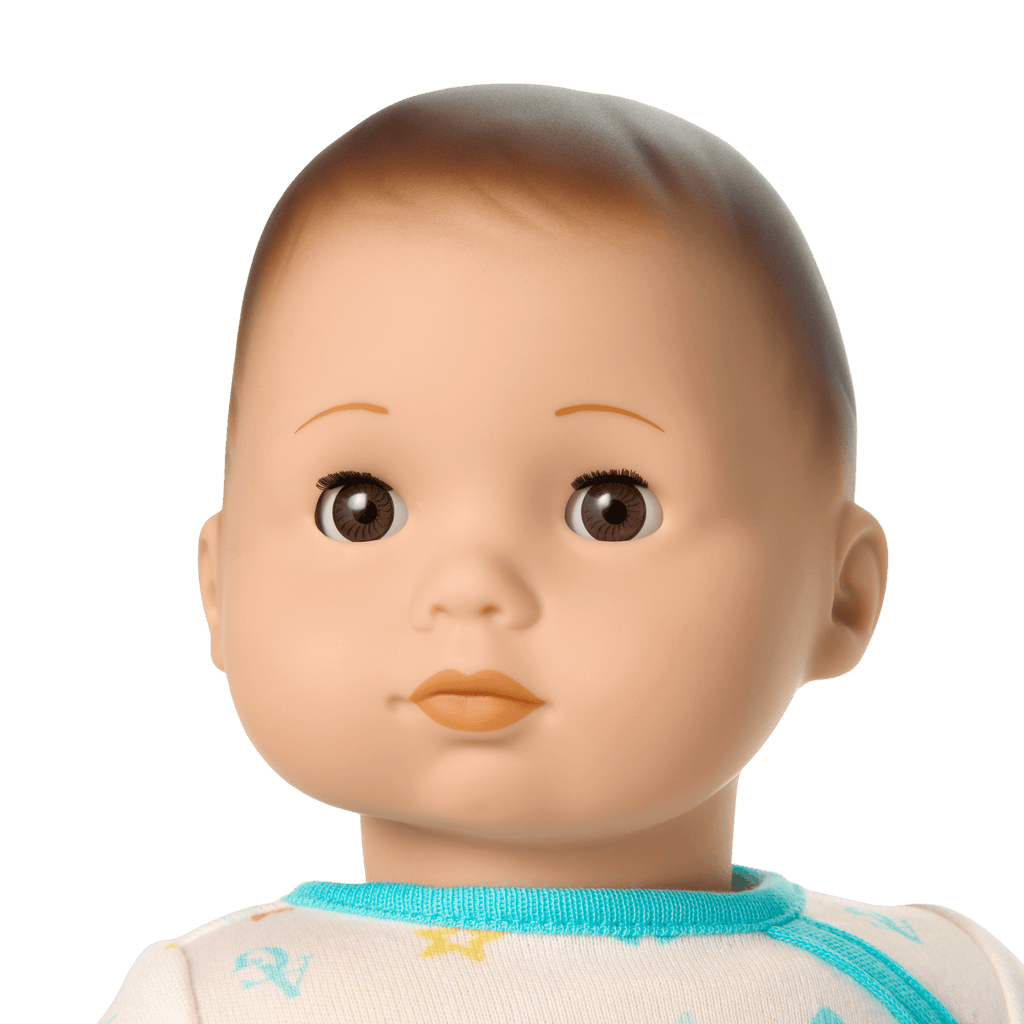Bitty Baby® Doll #2 with brown hair in Pastel Blue E9