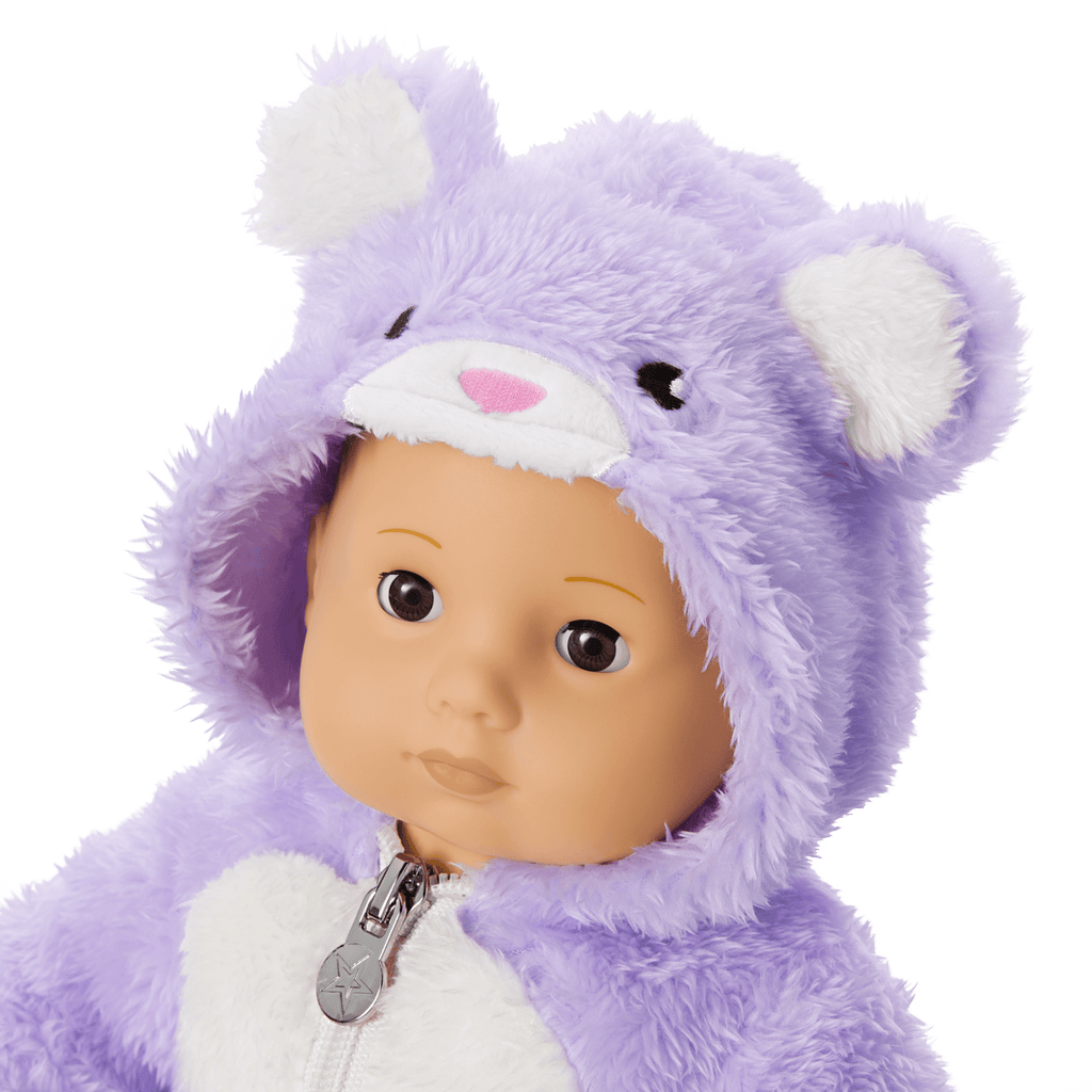 Lovable Lavender Bear One-Piece Outfit for Bitty Baby® Dolls C1