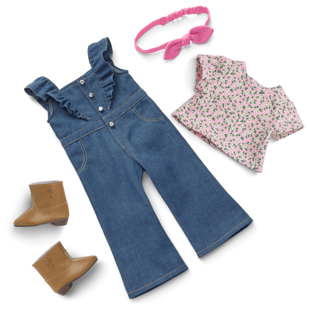 Western Flowers Denim Jumpsuit for 18-inch Dolls B2