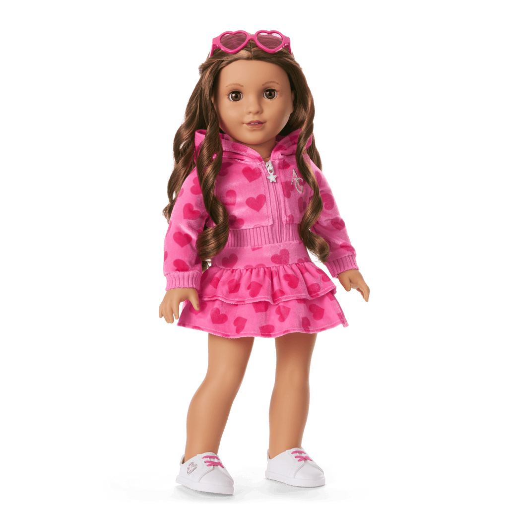 Pink Hearts Hoodie Dress for 18-inch Dolls C8