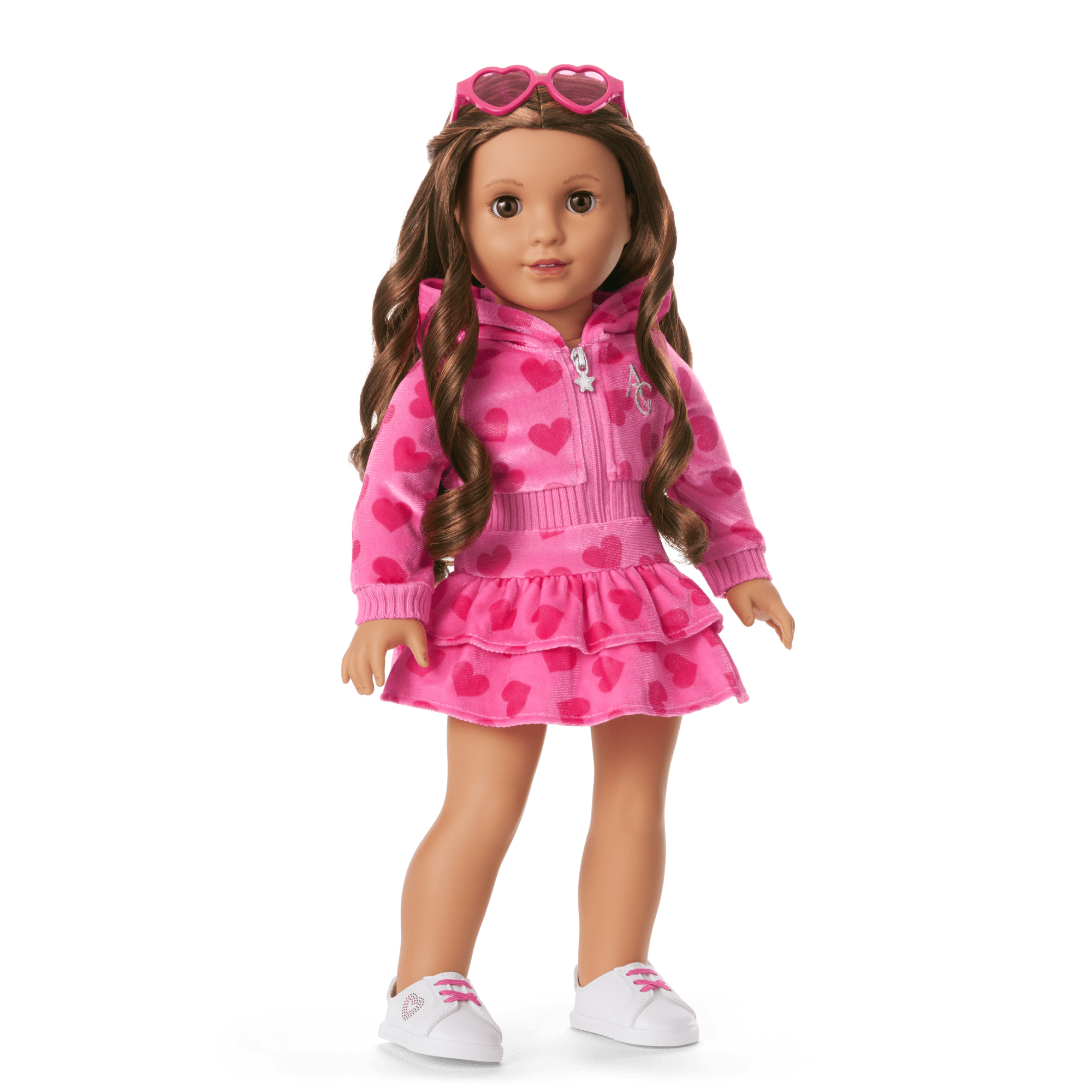 Pink Hearts Hoodie Dress for 18-inch Dolls C8