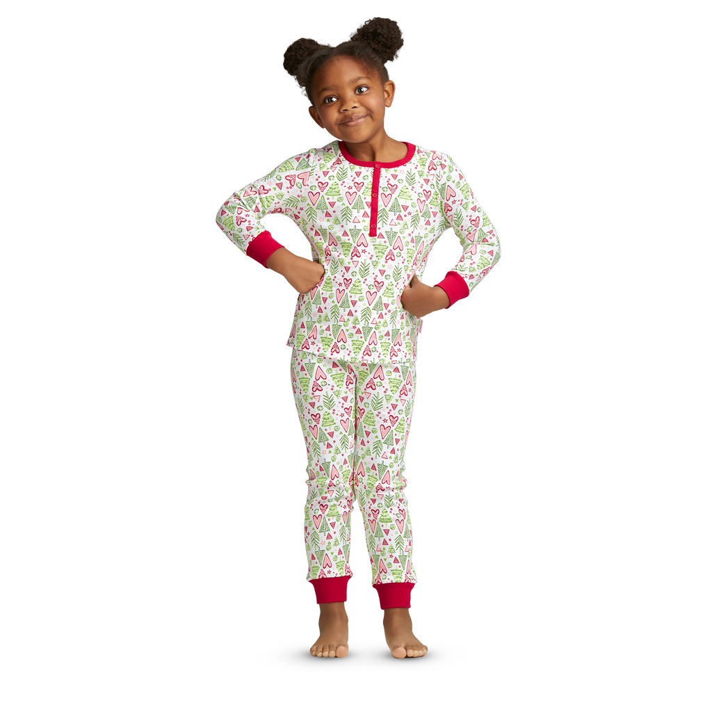 Hearts & Pines Holiday PJs for Little Girls E7