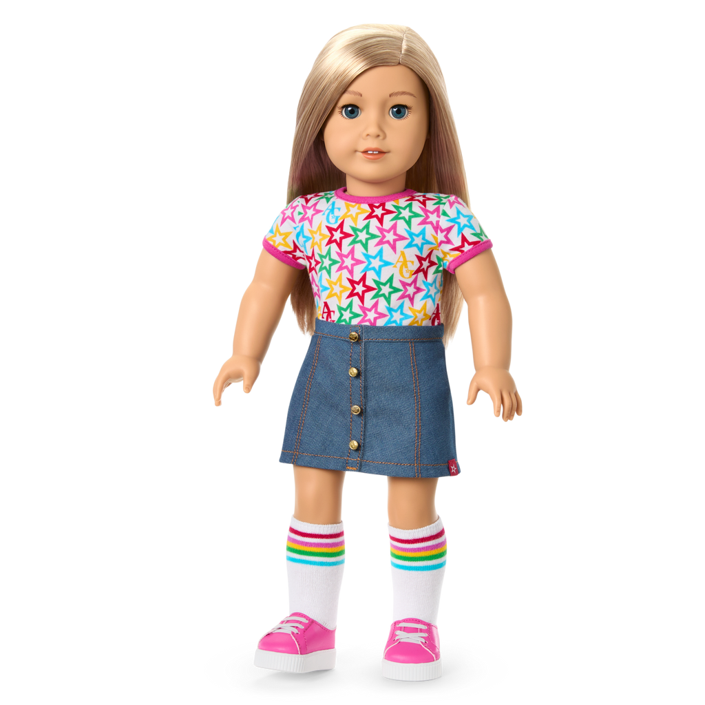 Truly Me™ 18-inch Doll #100 with straight layered blonde hair B7