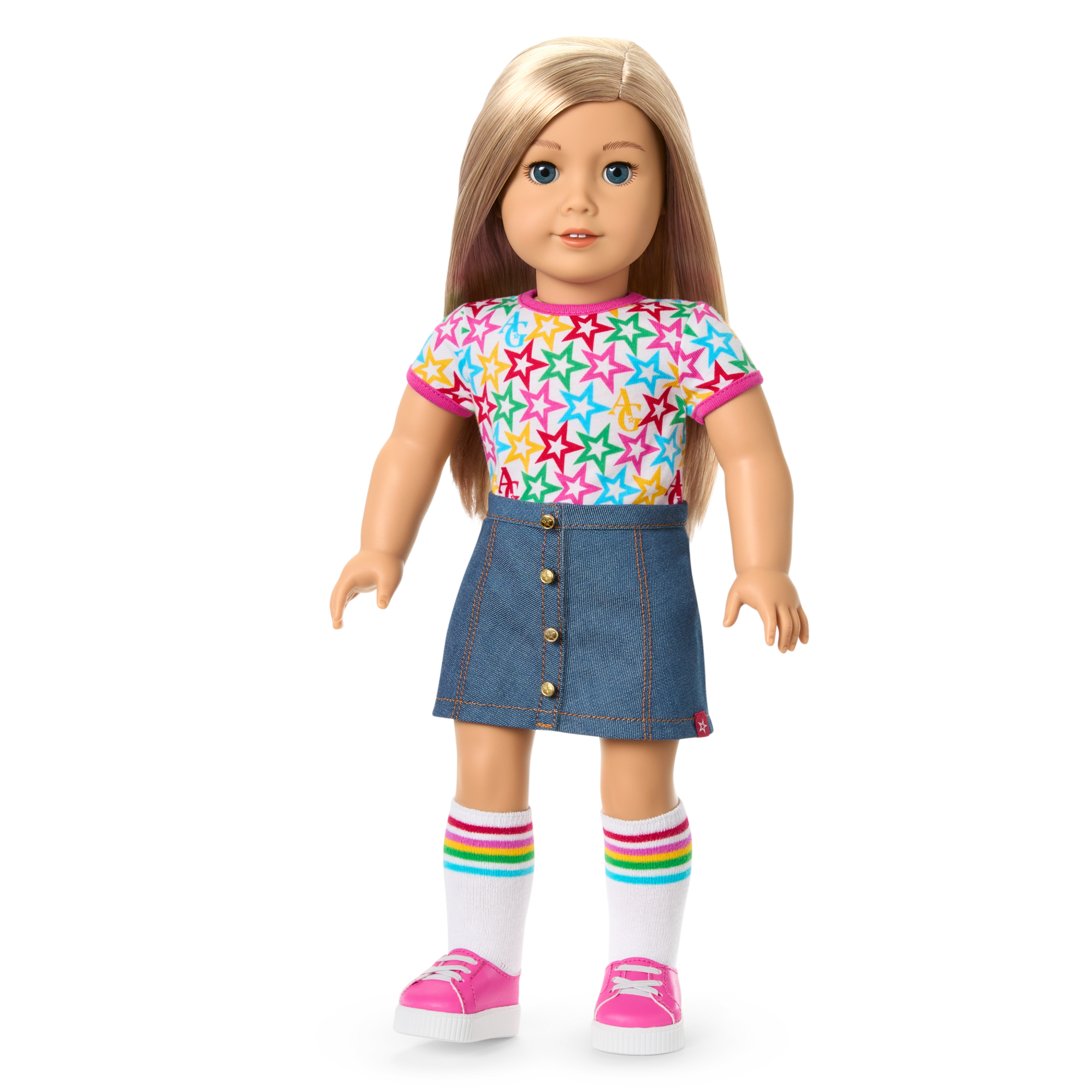 Truly Me™ 18-inch Doll #100 with straight layered blonde hair B7