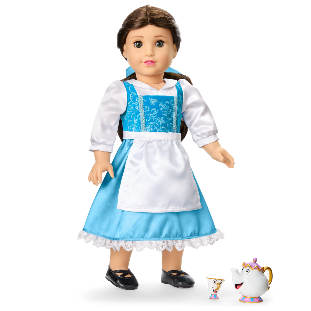 Disney Princess Belle Enchanted Castle Dining Set, Blue Dress & Friends Bundle for 18-inch Dolls C5