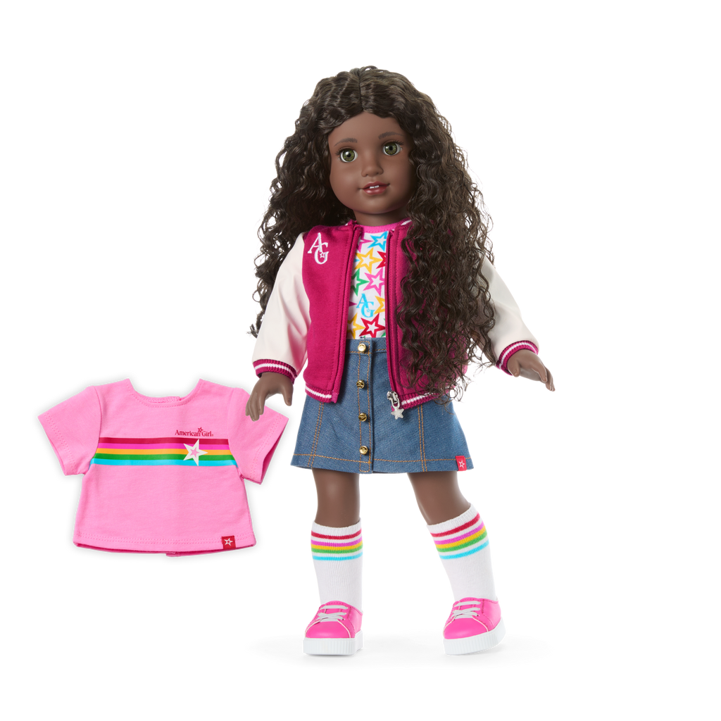 Truly Me™ 18-inch Doll #127 with curly dark-brown hair A2