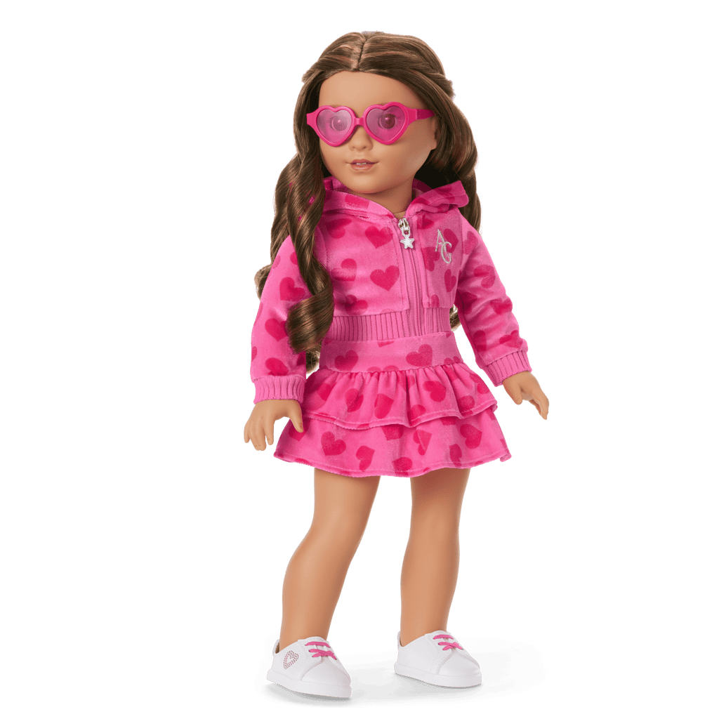 Pink Hearts Hoodie Dress for 18-inch Dolls C8