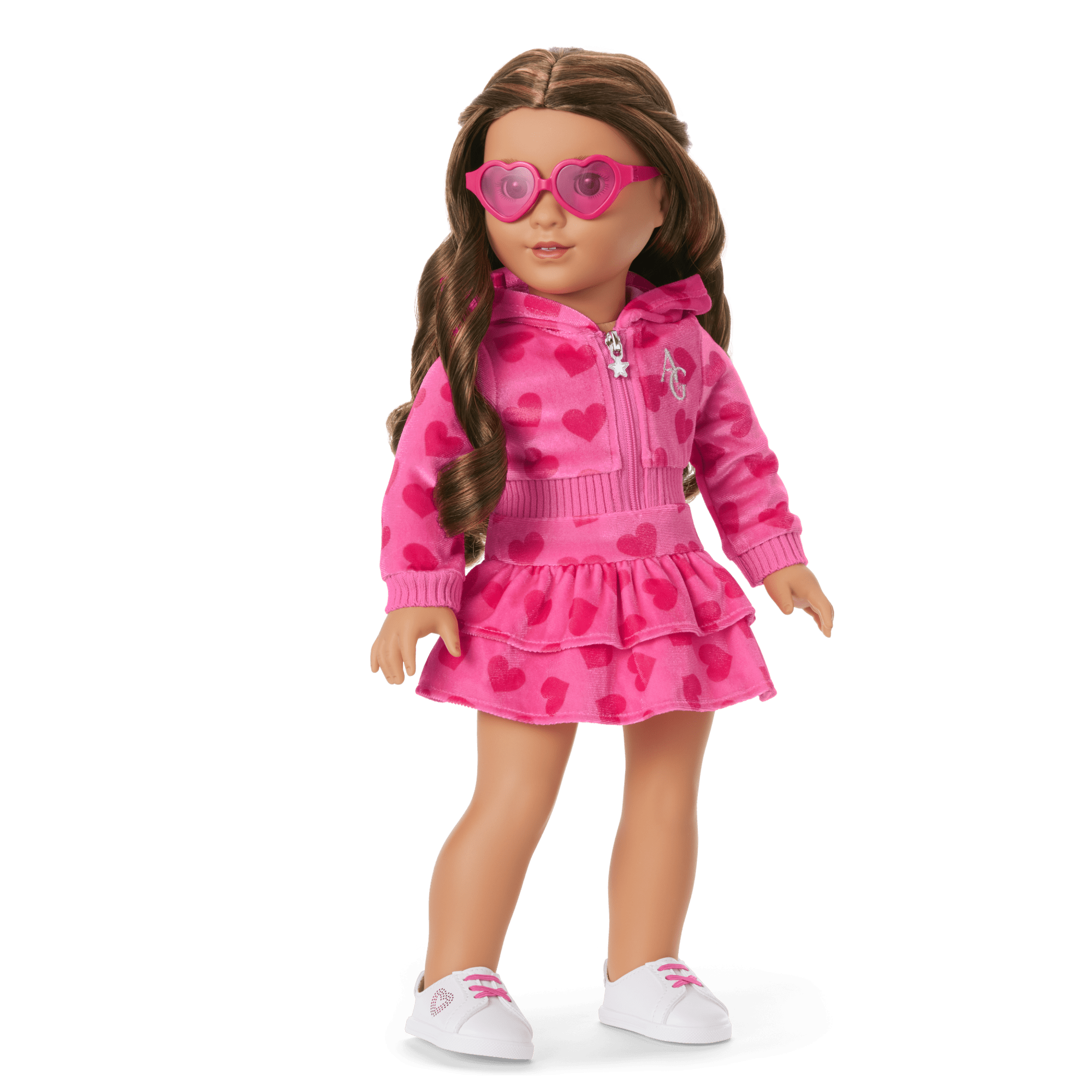 Pink Hearts Hoodie Dress for 18-inch Dolls C8