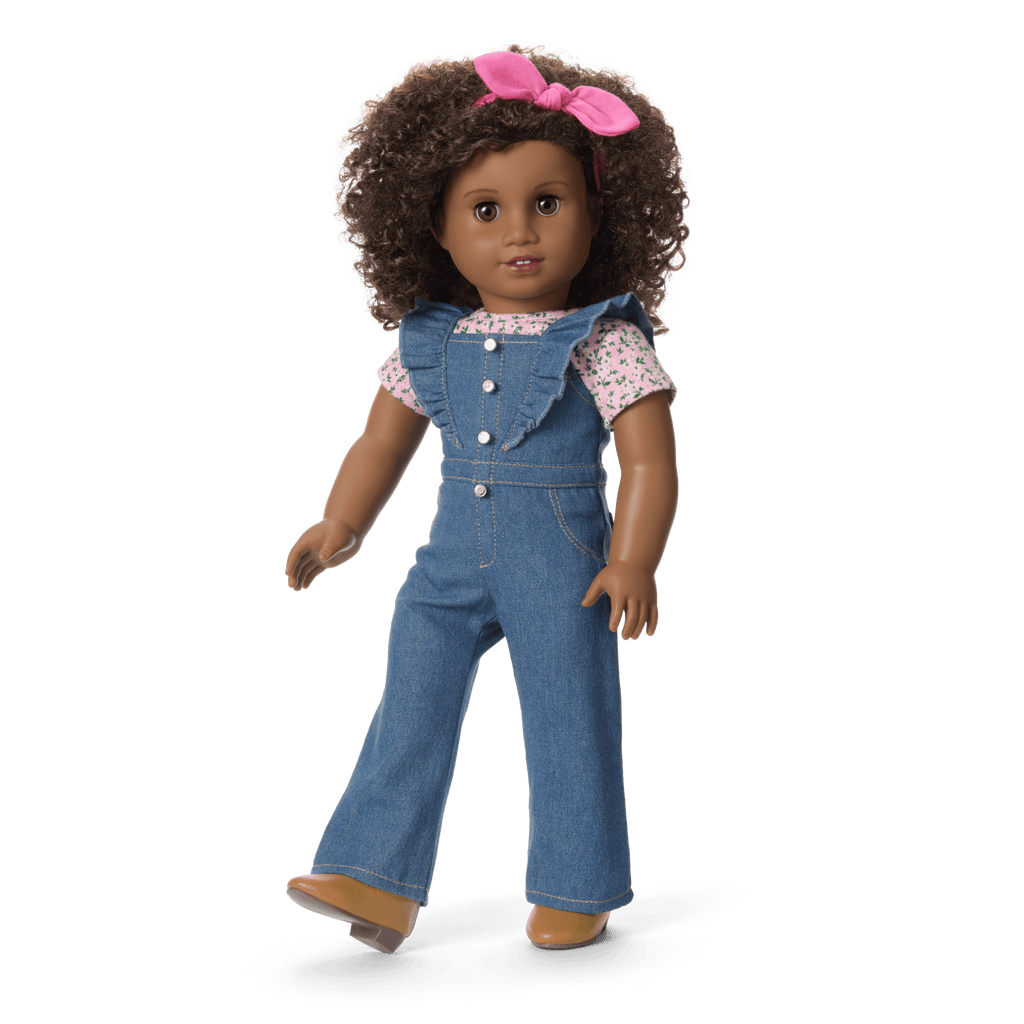 Western Flowers Denim Jumpsuit for 18-inch Dolls B2