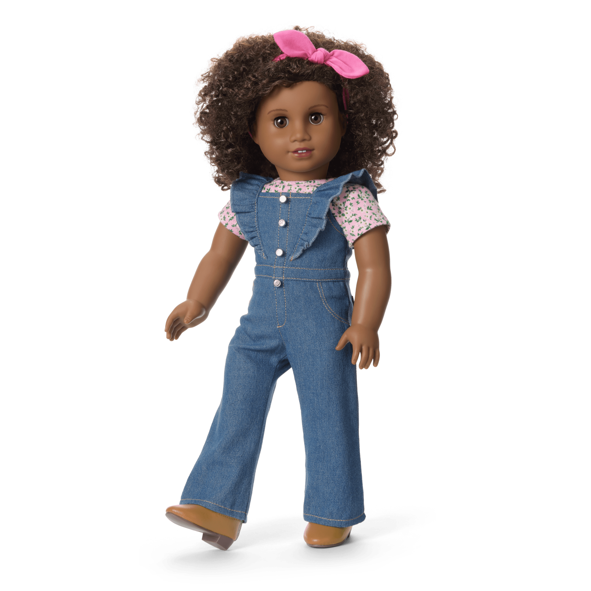 Western Flowers Denim Jumpsuit for 18-inch Dolls B2