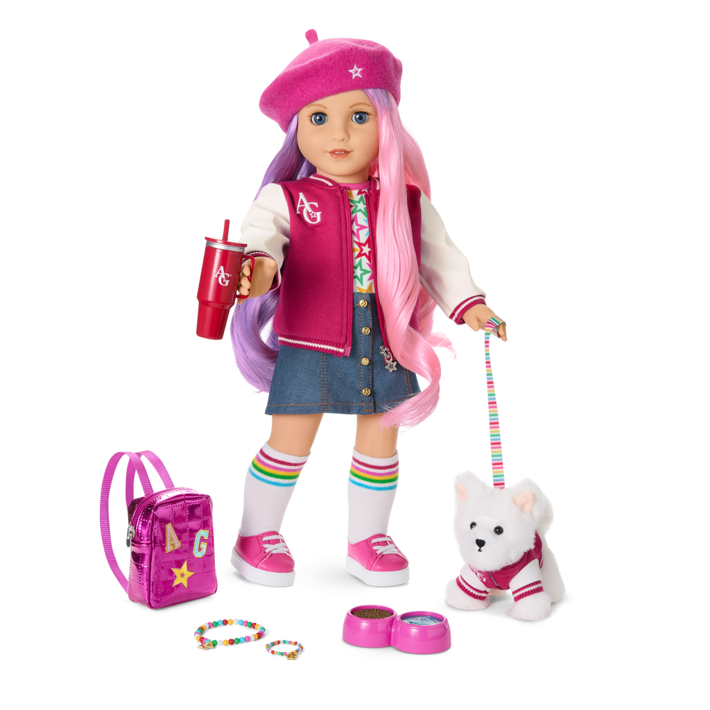 Truly Me™ 18-inch Doll #116 with wavy purple-and-pink hair C3