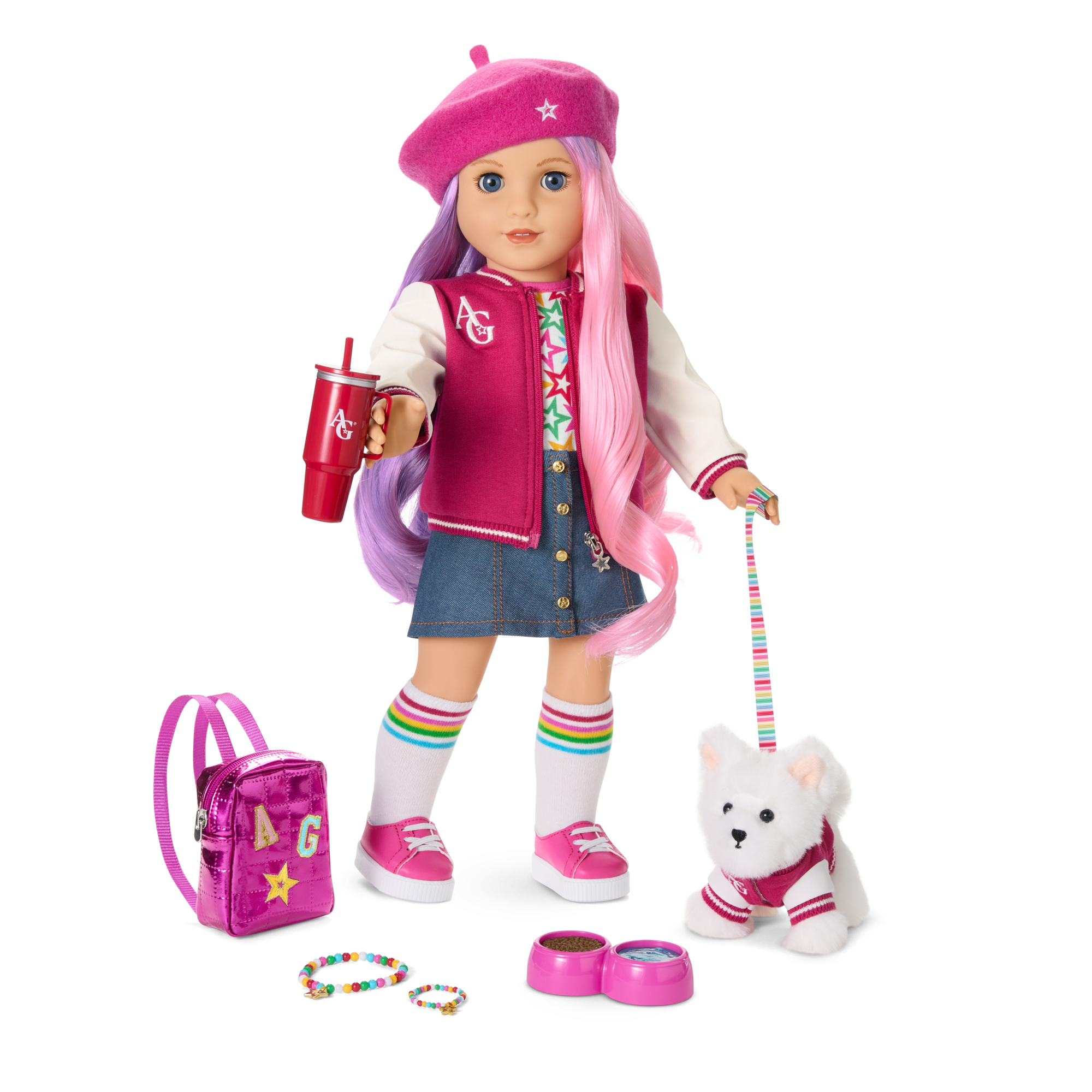 Truly Me™ 18-inch Doll #116 with wavy purple-and-pink hair C3