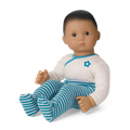 Bitty Baby® Doll #5 with dark brown hair in Soft Blue A7