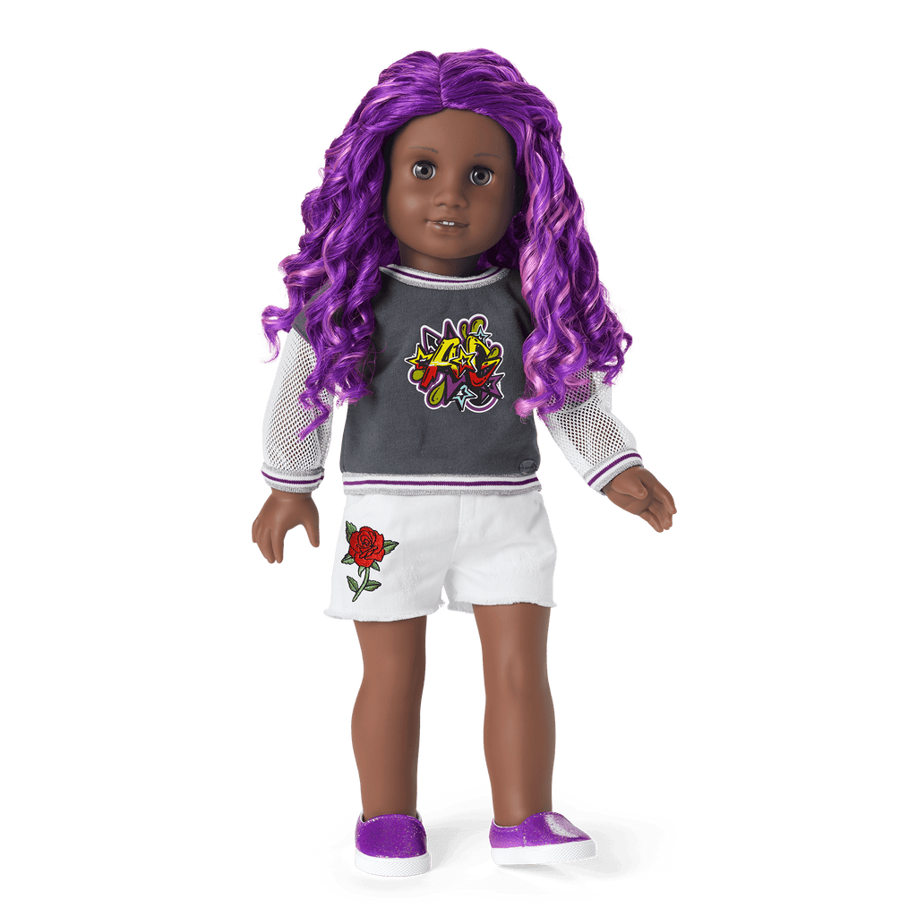 Truly Me™ 18-inch Doll #91 with curly purple hair E0