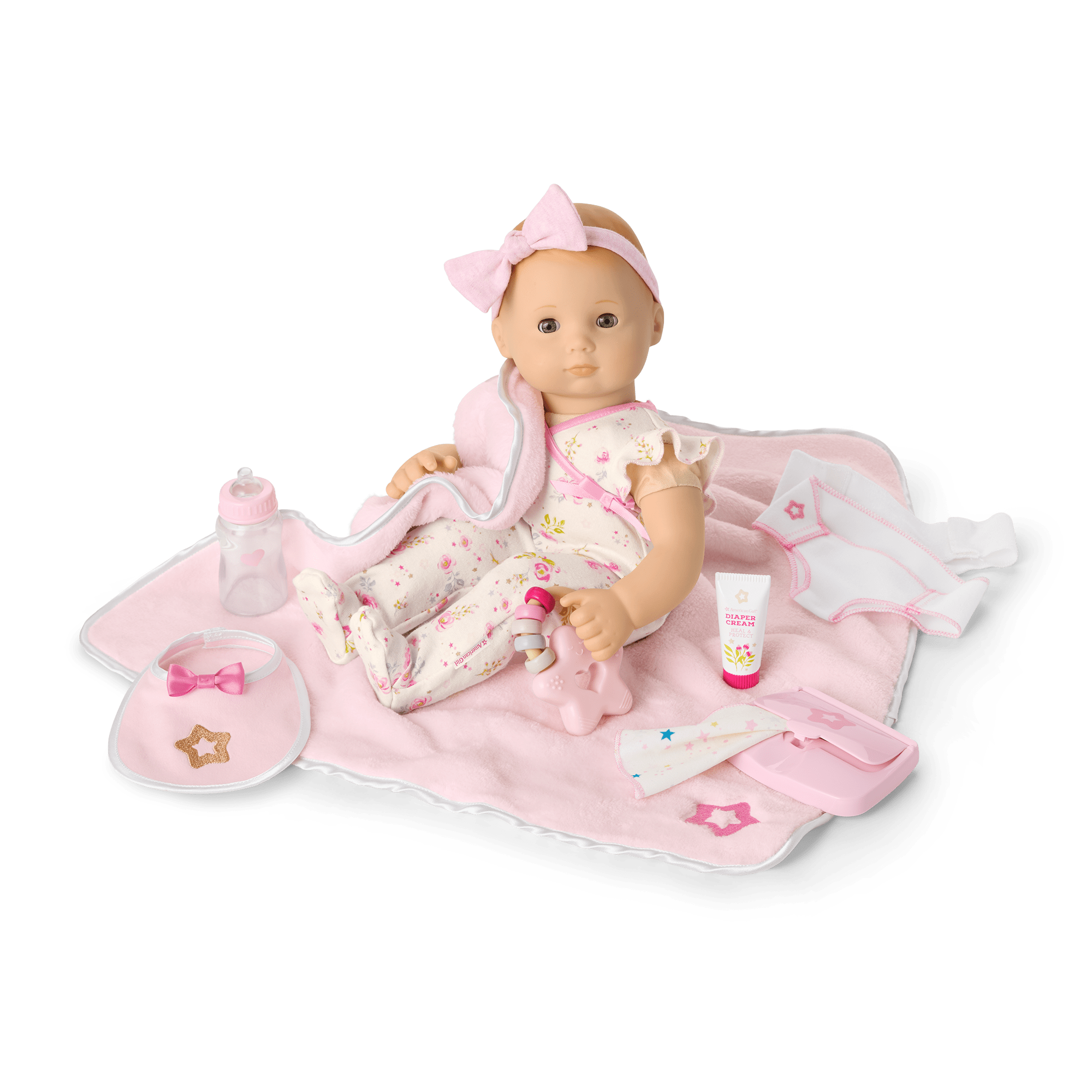 Bitty Baby® Doll #6 with red hair Care & Play Set F0