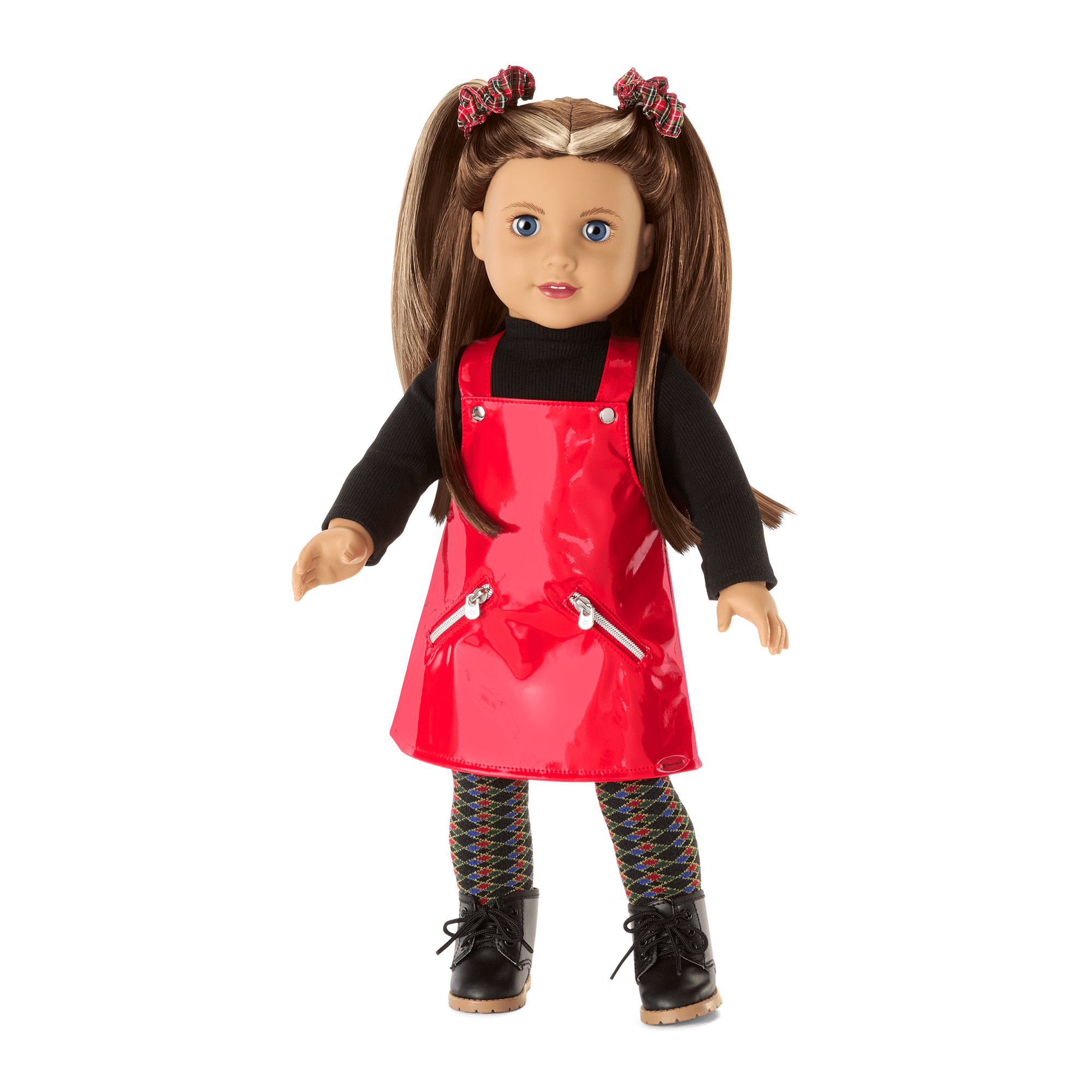 Nicki’s™ Red Vinyl Jumper Outfit for 18-inch Dolls (Historical Characters) A0