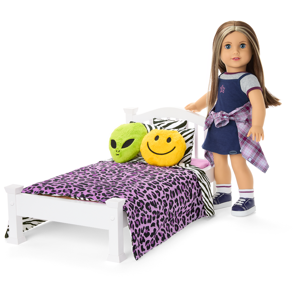 Nicki’s™ Bed & Animal-Print Bedding Set for 18-inch Dolls (Historical Characters) F8