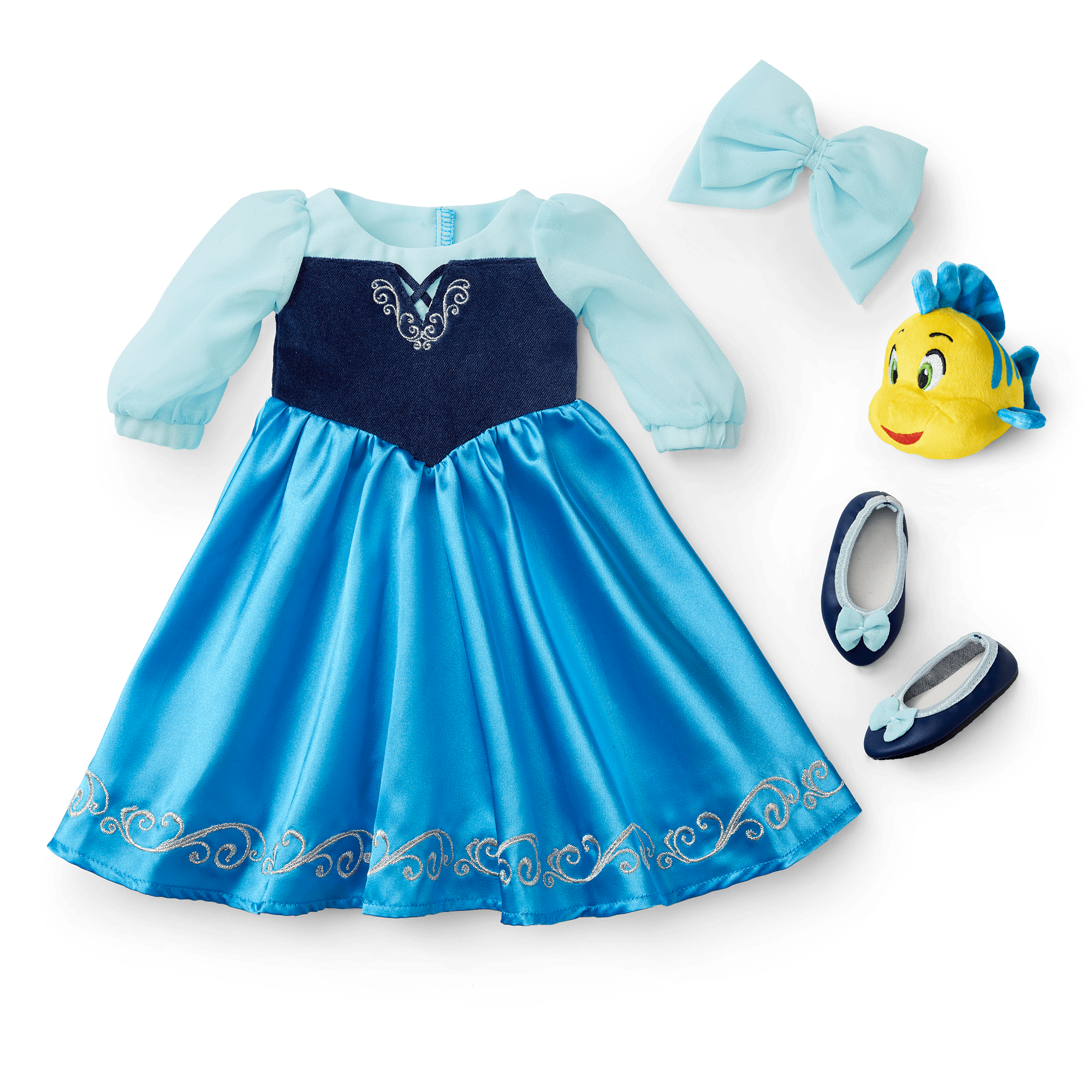 American Girl® Disney Princess Ariel Day Dress, Flounder & Accessories for 18-inch Dolls D3
